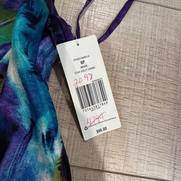 KIM ROGERS Floral Sleeveless A-Line Dress With Cowl Neck & Pleats Multicolor 6P - Picture 8 of 10